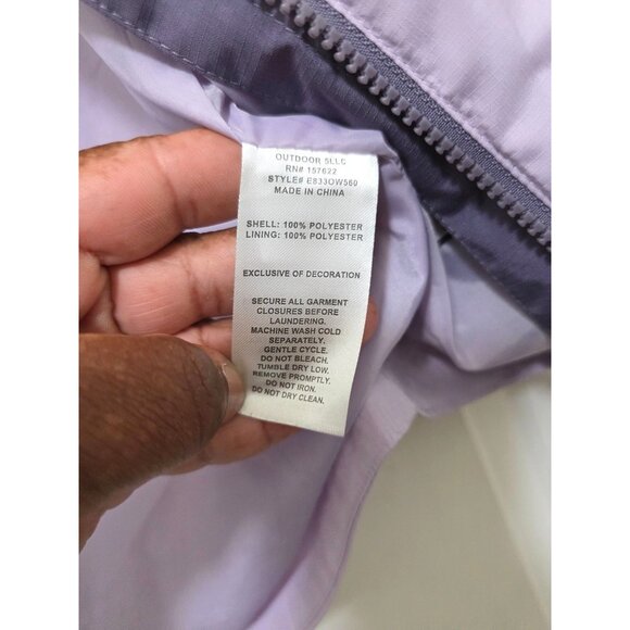 Eddie Bauer Girls Lightweight Waterproof Wing Breaker Jacket Hood Lavender Size - Picture 9 of 10